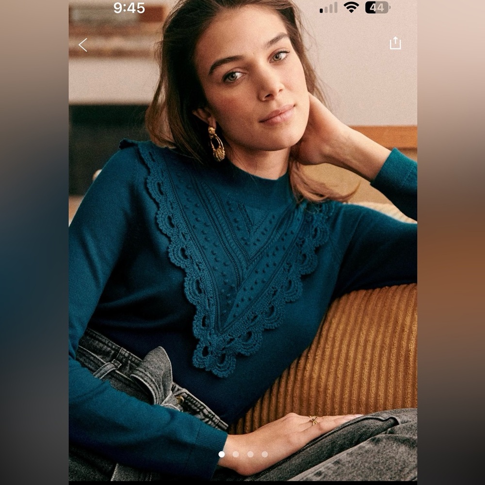 ISO IN SEARCH OF Sezane Charline Cerulean Blue Jumper Sweater Size XL